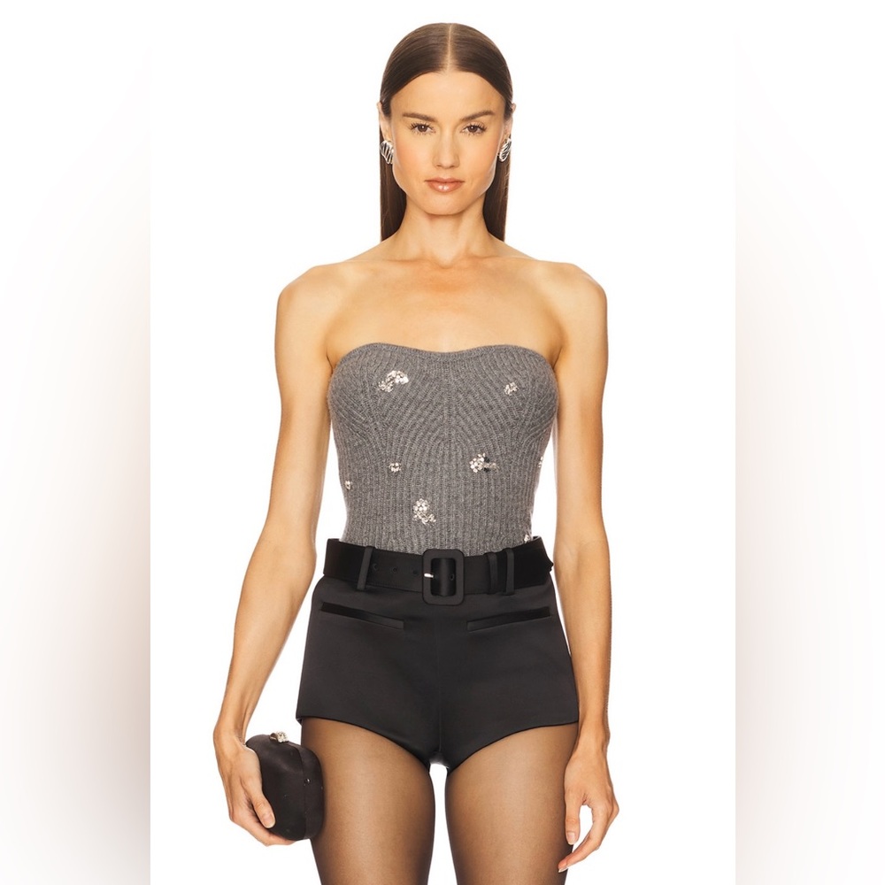 Simkhai nwt waverlie knit tube top with embellishments heather gray - Picture 2 of 7